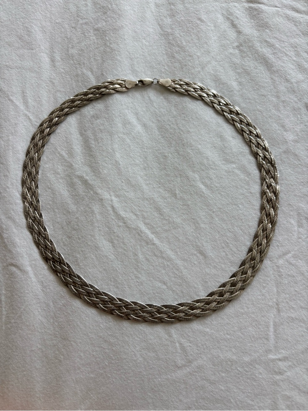 Silver braided necklace